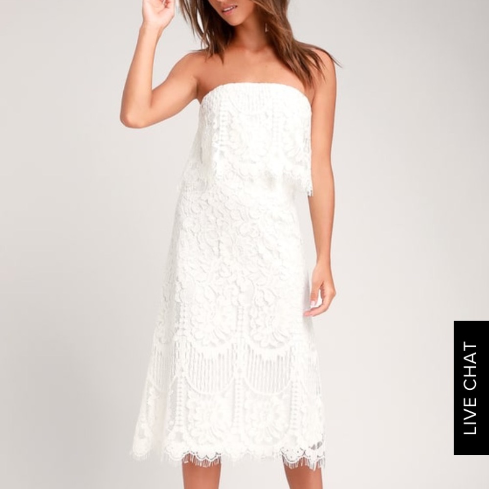 Lulus white lace midi dress